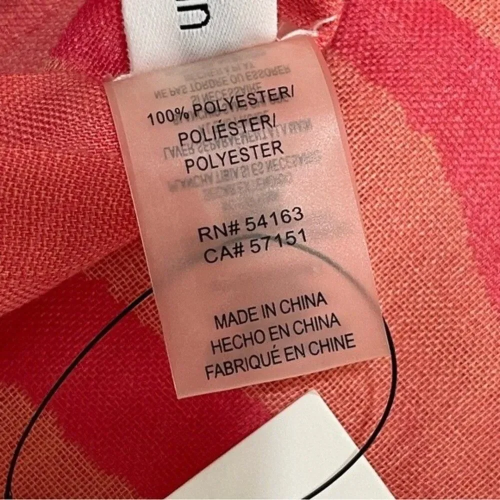 Calvin Klein Scarf Animal Stripes Lightweight Spring Summer Salmon Pink 29x70